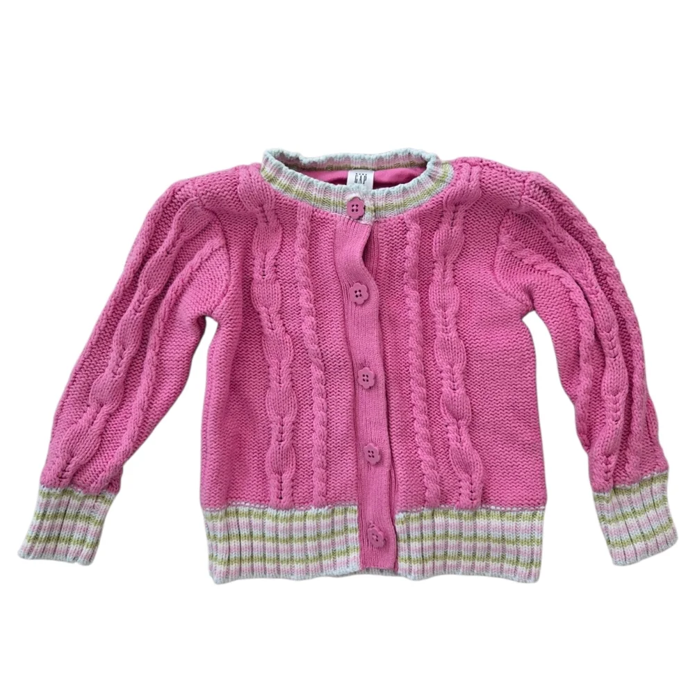 Baby Gap Pink Cable Knit Cardigan Sweater